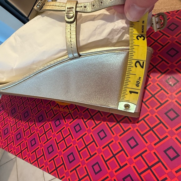 EUC Tory Burch Miller Gold Wedge Sandals - Size: 10.5 with box & bag, wore once. - Picture 5 of 6